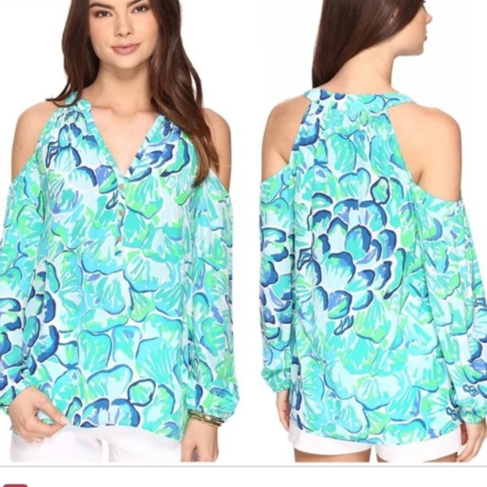 Lilly Pulitzer Elsa Cold Shoulder Top Size S